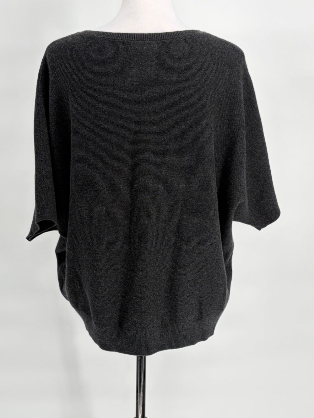 Quince Organic Cotton Cashmere Link-Stitch Dolman Heather Charcoal Sweater | L - Picture 4 of 10